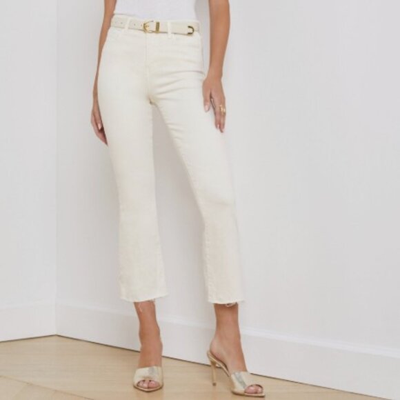 L'AGENCE Kendra Cropped Flare Jean In Vintage White, 29 - Picture 1 of 5